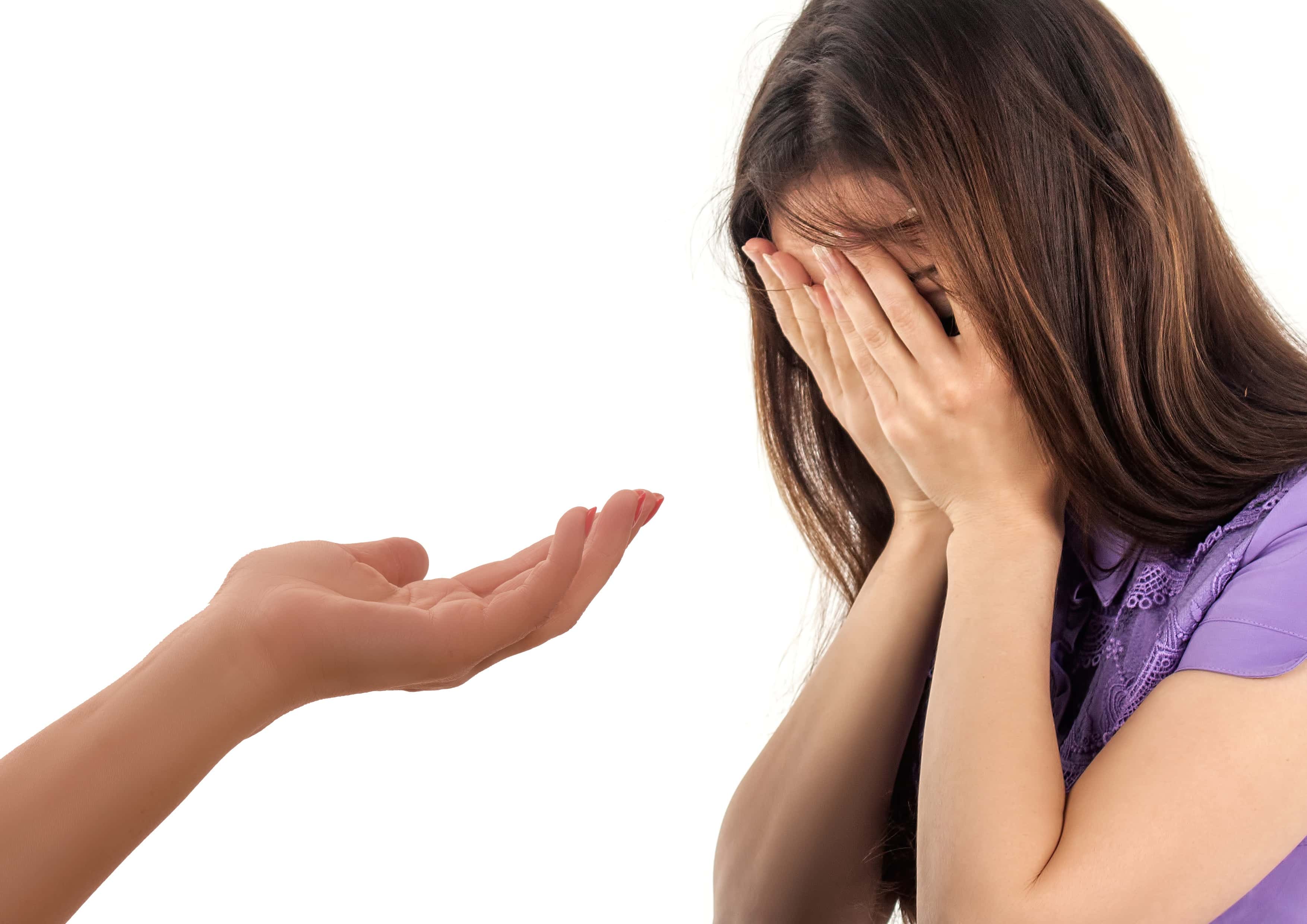 Canva - Girl Crying On White Background