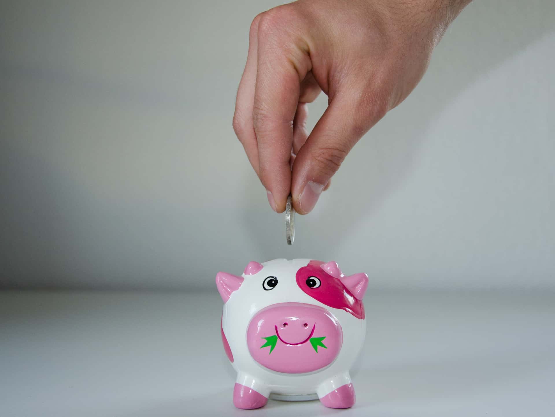 Canva - Pink and White Ceramic Pig Coin Bank