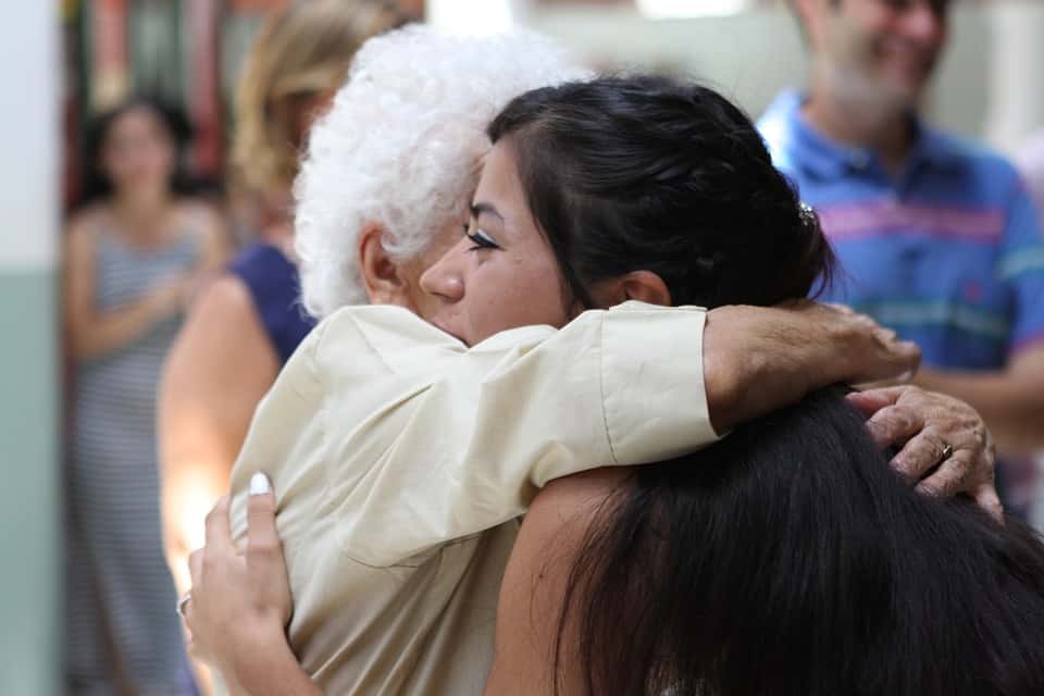 Happy Old Grandmother People Woman Hug Hugging