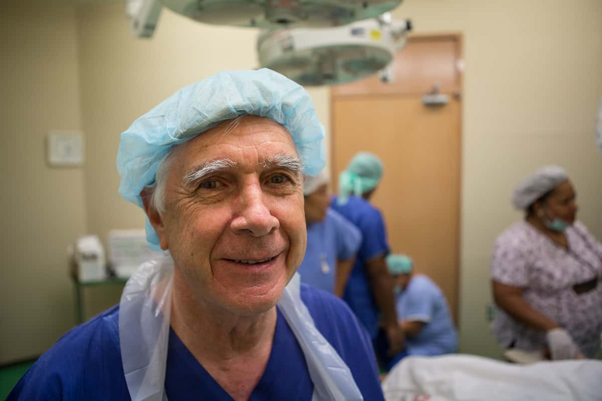 Surgeon Dr Alex Cato performs an operation at the Vaiola Hospita