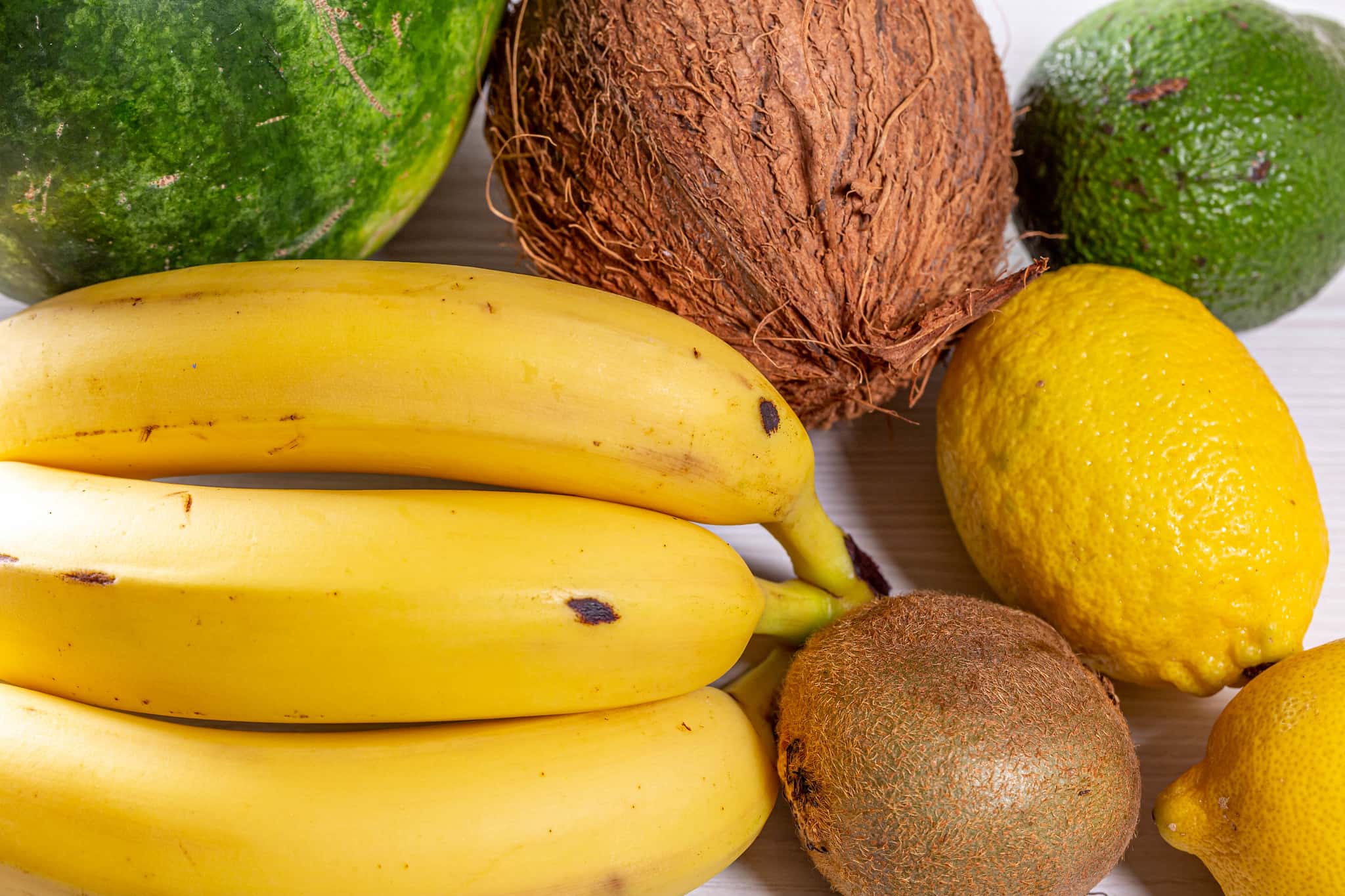 Fresh tropical fruit. Top view