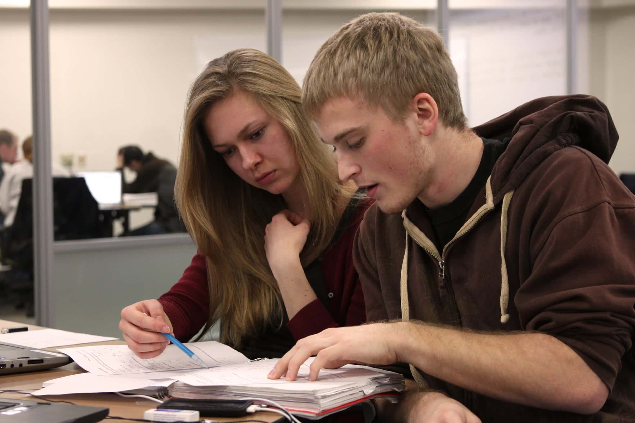 Students work on problem sets.