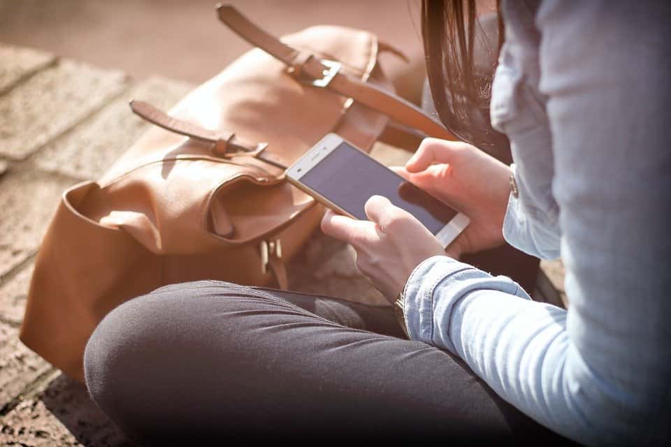 Mobile People Sitting Texting Phone Girl