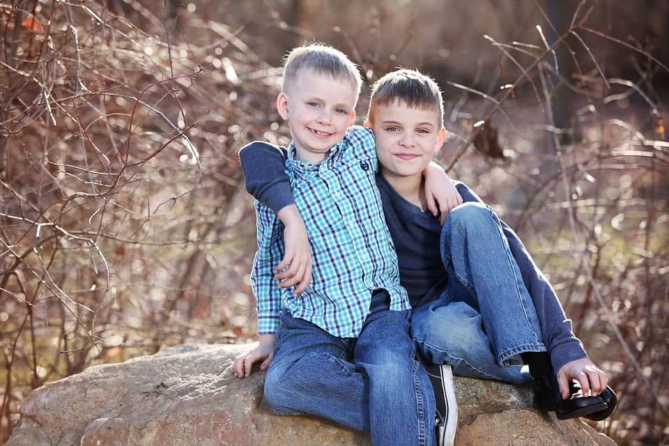 Two Park Childhood Child Boys Brothers Caucasian