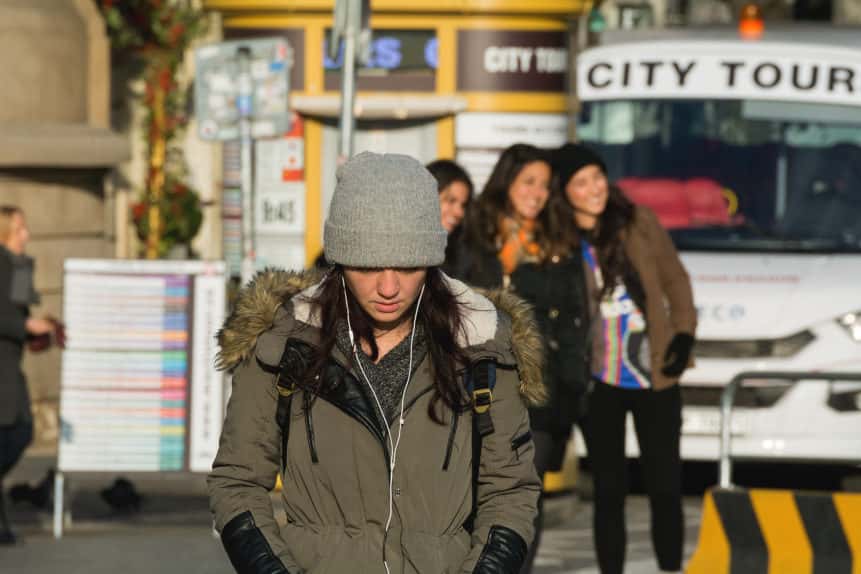 young turist women in the city
