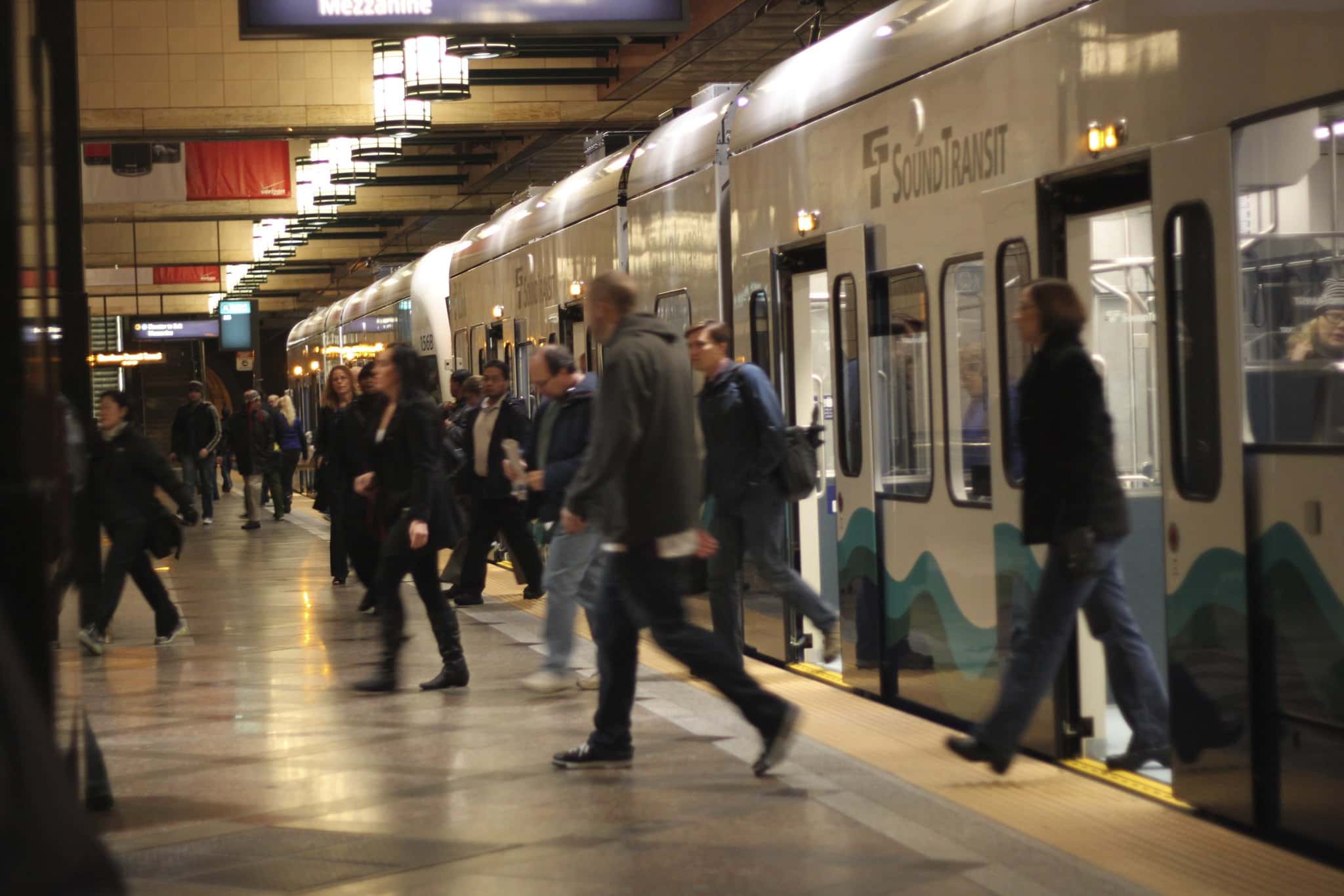 Exiting the train at the last stop (Westlake).