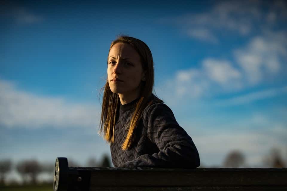 Sky Bench Sitting Cloud People Woman Alone Girl