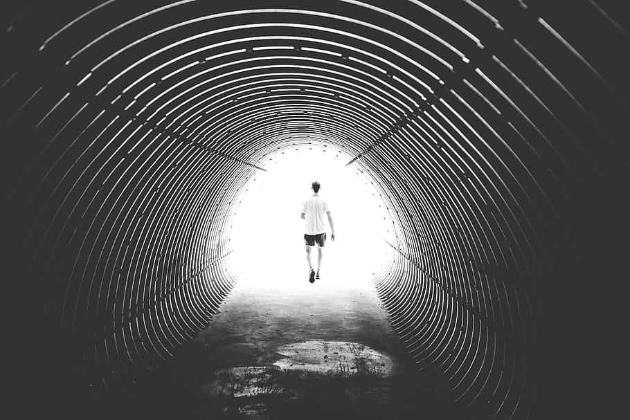 black-and-white-people-man-walking-light-underground
