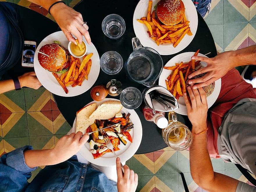 restaurant-people-men-women-eating-food-hamburger-fries-breakfast