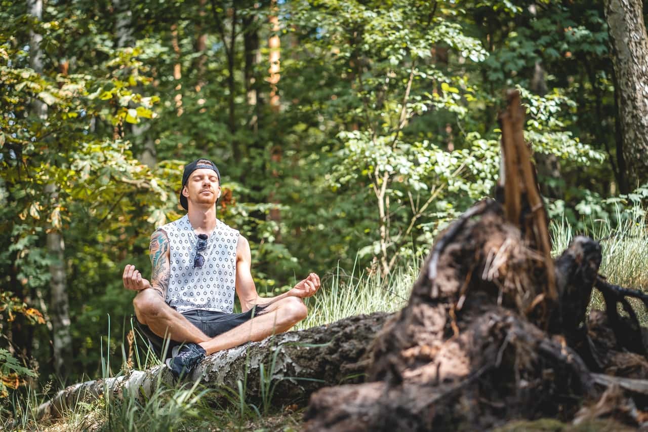 man-meditating-on-a-tree-log-3576284