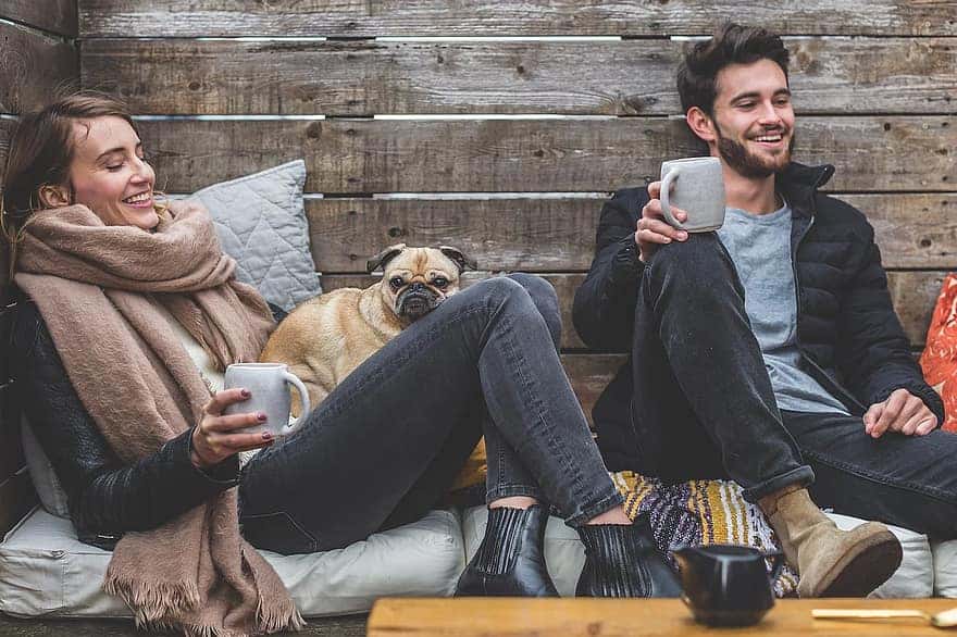 men-women-apparel-couple-people-happy-love-pet-dog