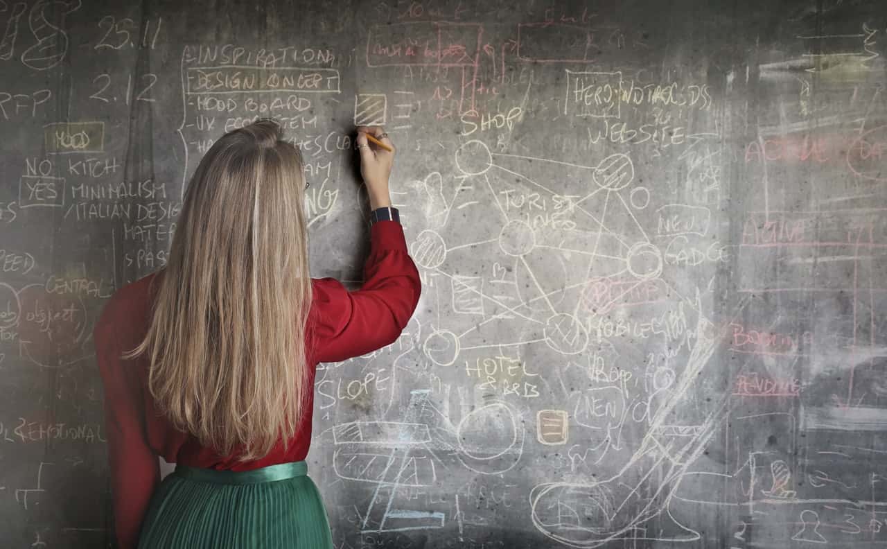 woman-in-red-long-sleeve-writing-on-chalk-board-3769714