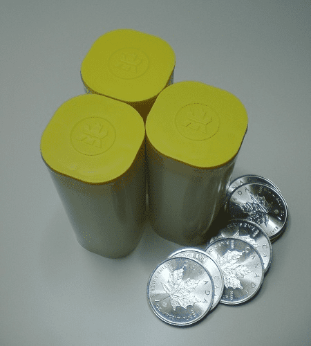 Canadian_Silver_Maple_Leaf_coins_and_tubes