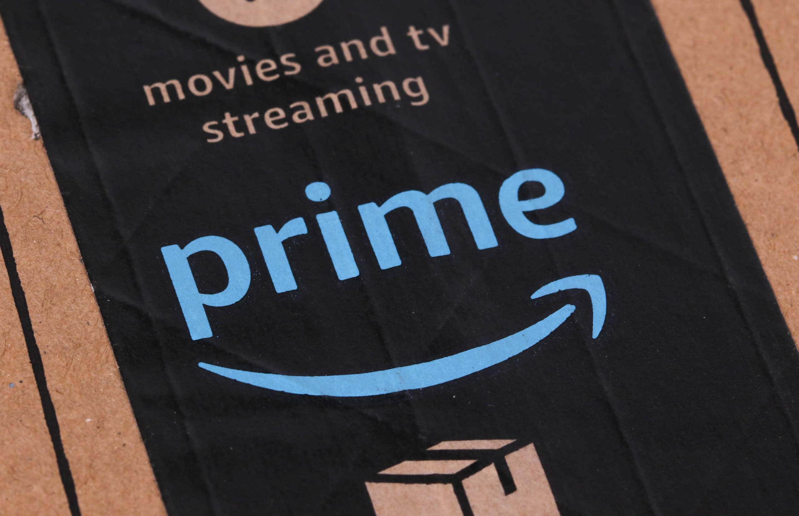 Amazon Prime logo on a package box