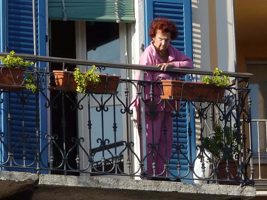 balcony-watch-woman-old-woman