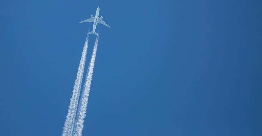 contrails-airplane-blue-sky-sky-aircraft-flight-plane-flying-aviation