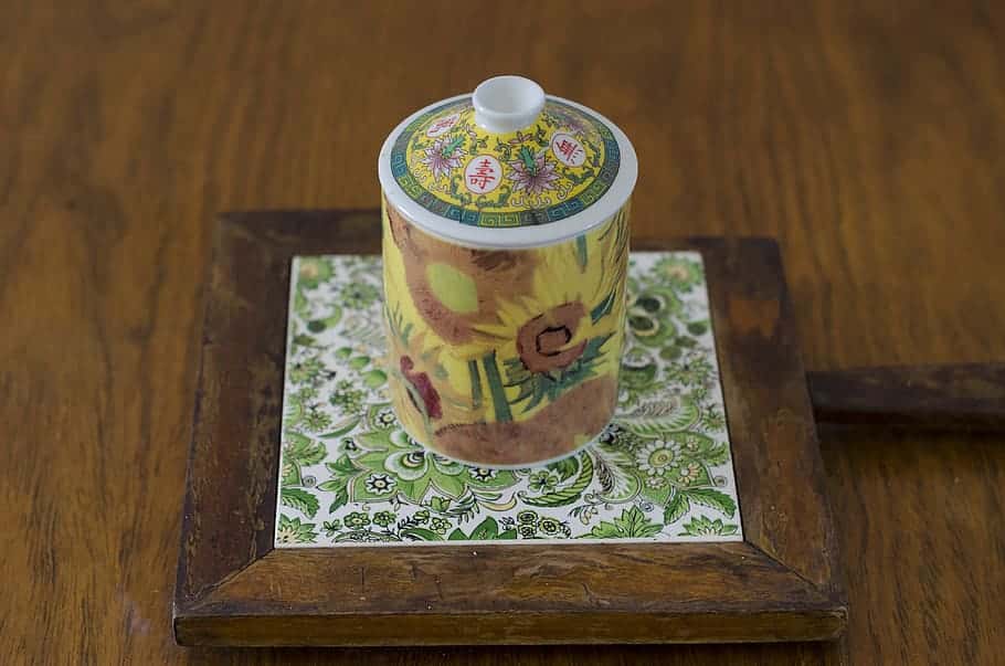 yellow-and-brown-floral-canister